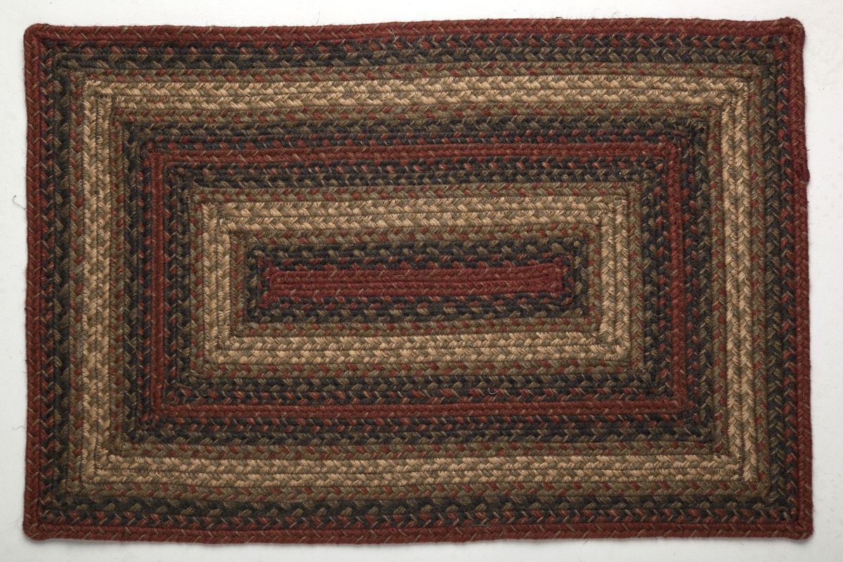 Jute Primitive Braided Area Rug Rectangle Rust Green Rustic Cottage Cabin eBay